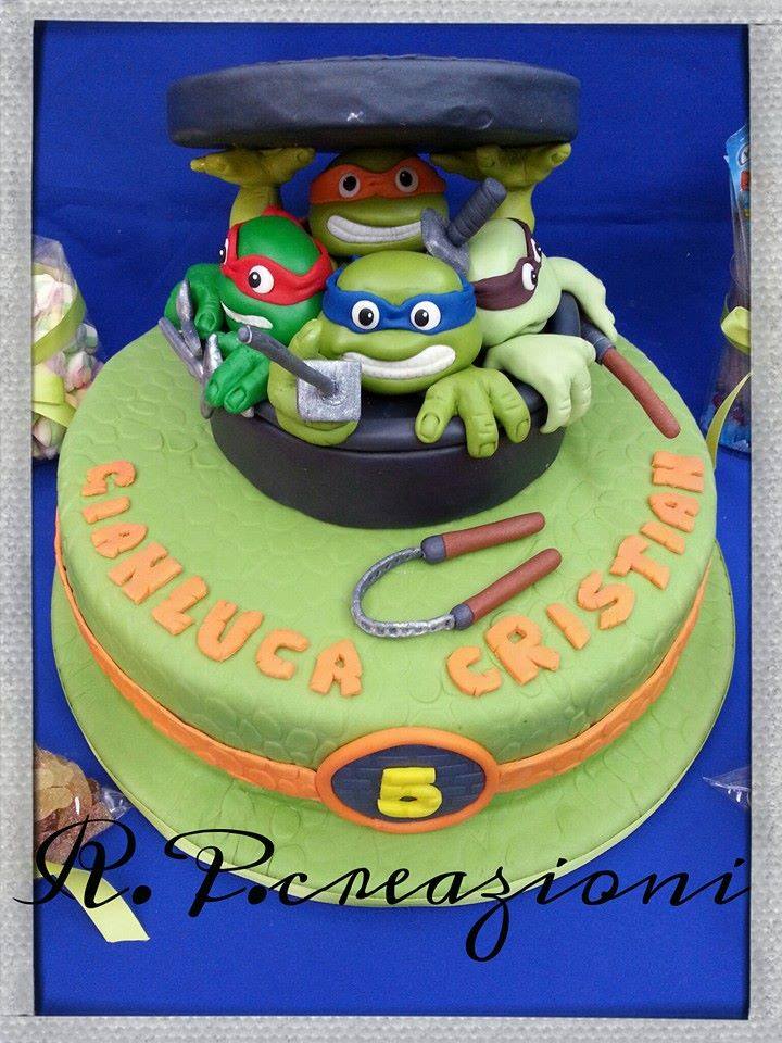 Torta Scenografica Compleanno Tartarughe Ninja Realizzata in Gomma