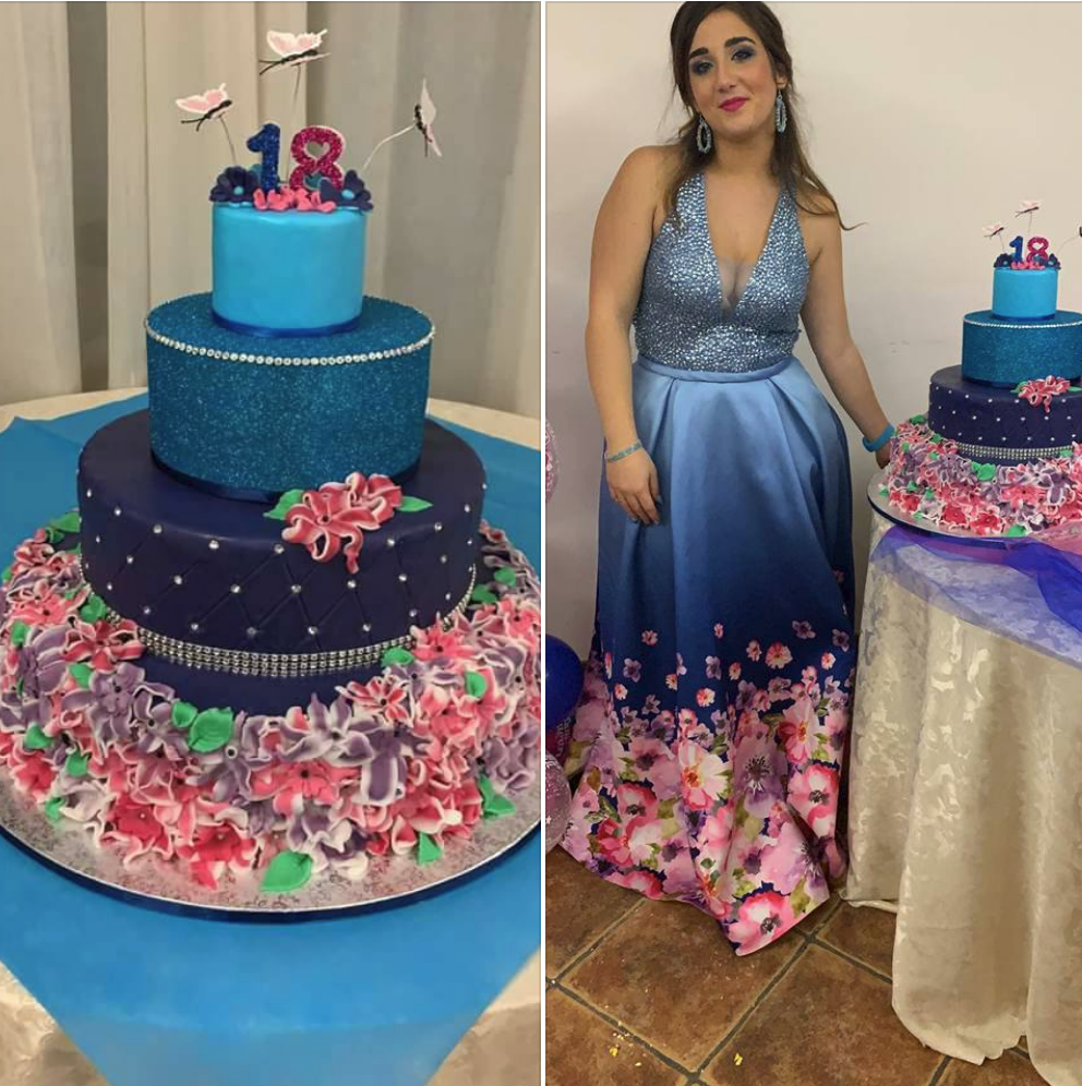 torta 18 anni uguale al vestito